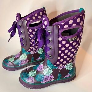 Bogs Boots Girls Casey Pompons Lace Up size: youth 2